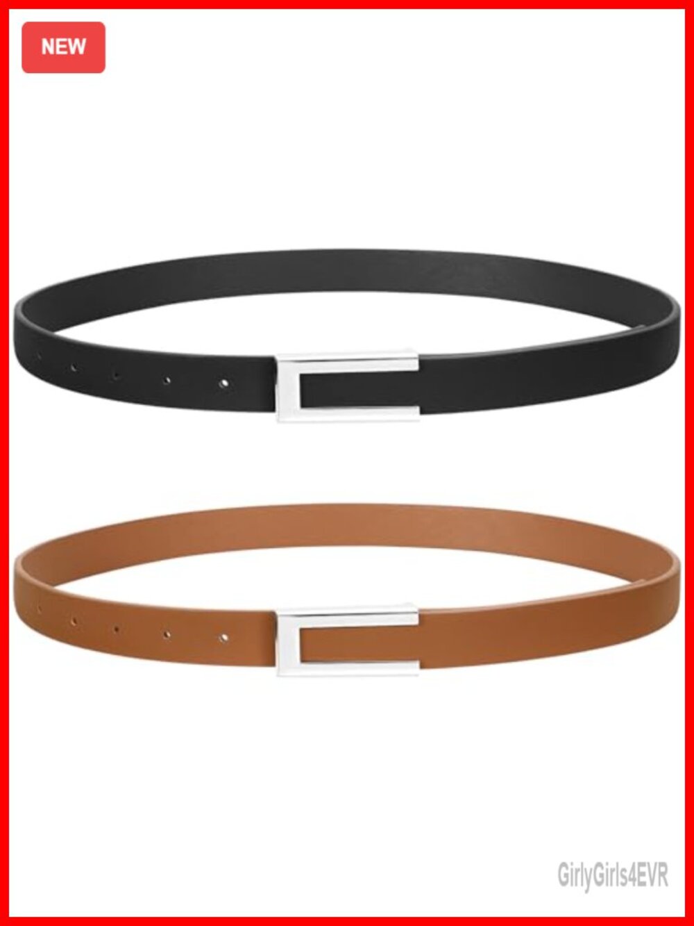 Skinny PU Leather Belt for Women Dress Jeans Gold Buckle Slim Fit